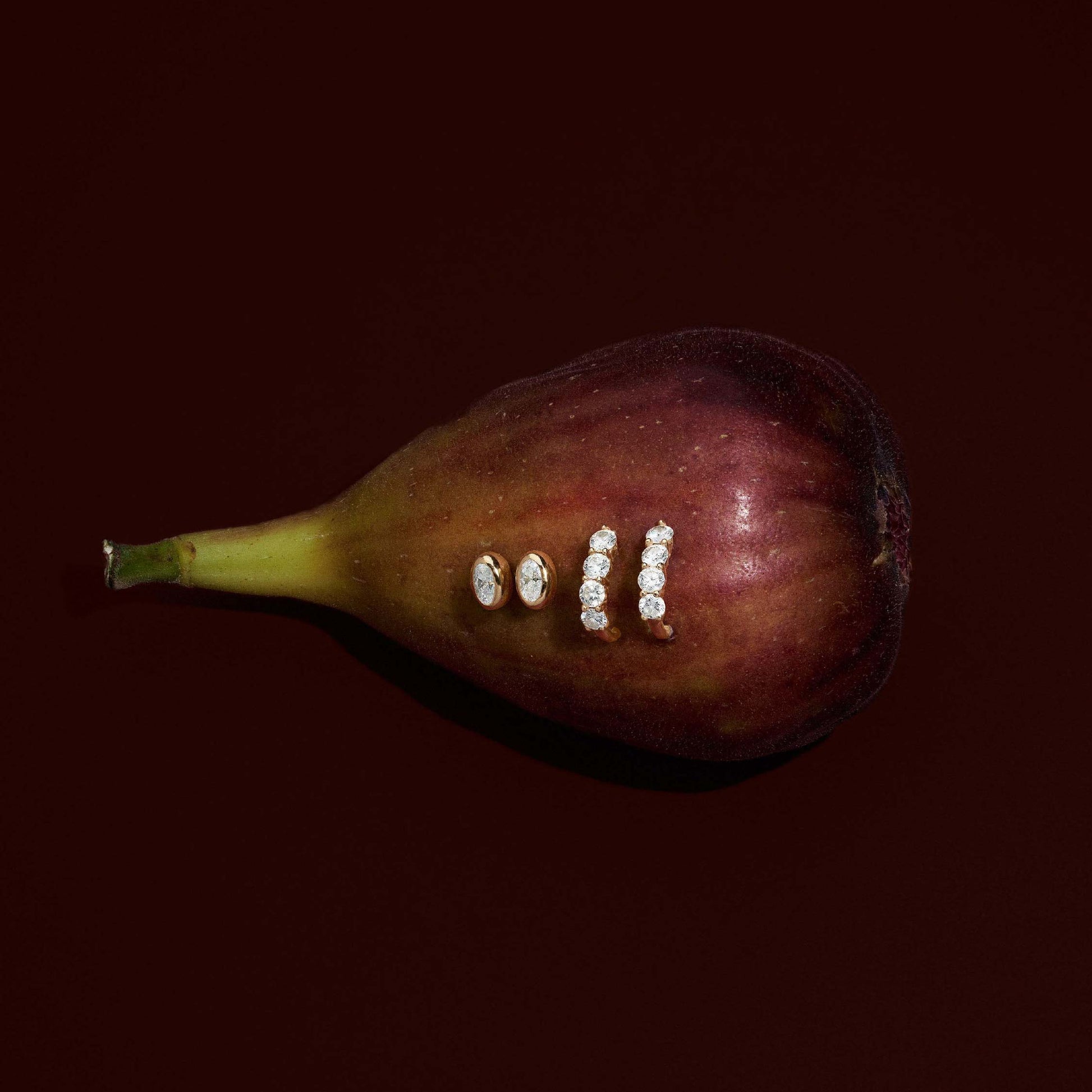 0.50 TCW Oval Cut Moissanite Bezel Stud Earrings in Gold