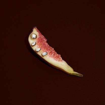 0.50 TCW Emerald Cut Moissanite Bezel Stud Earrings in Gold