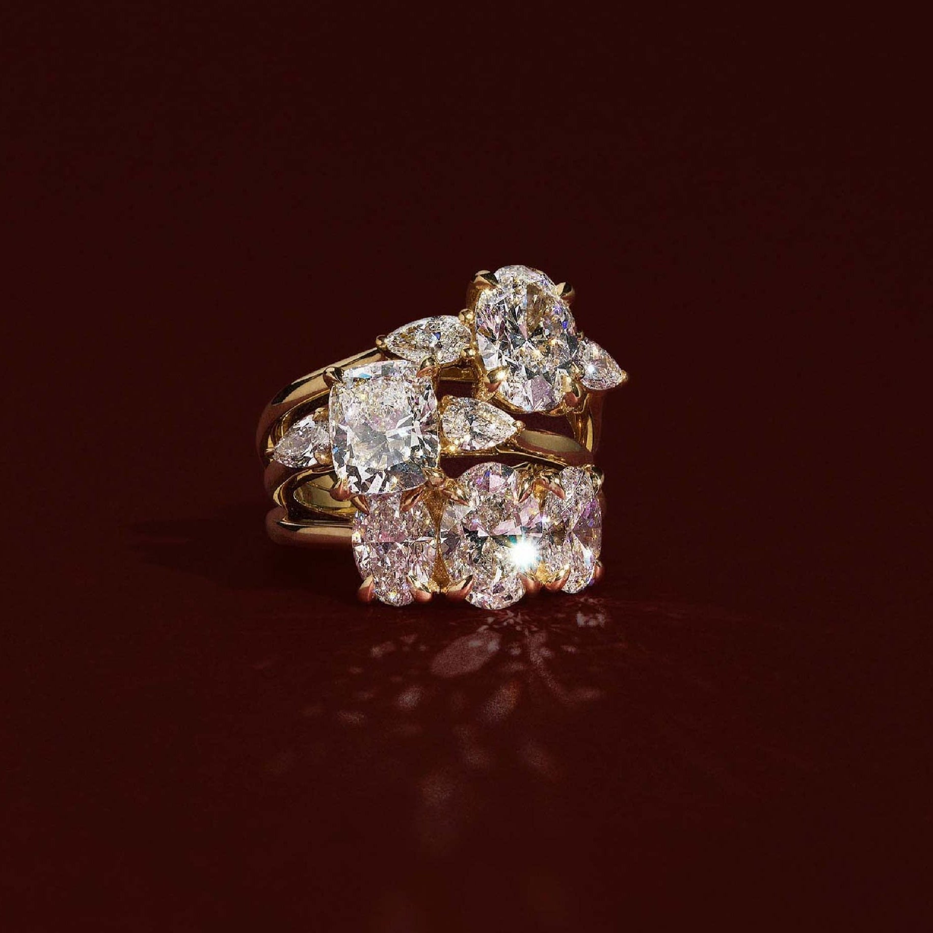Marquise Cut Cluster Styled Lab Grown Diamond Engagement Ring