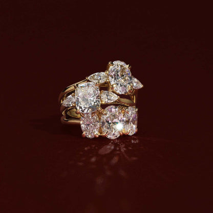 Marquise Cut Cluster Styled Lab Grown Diamond Engagement Ring