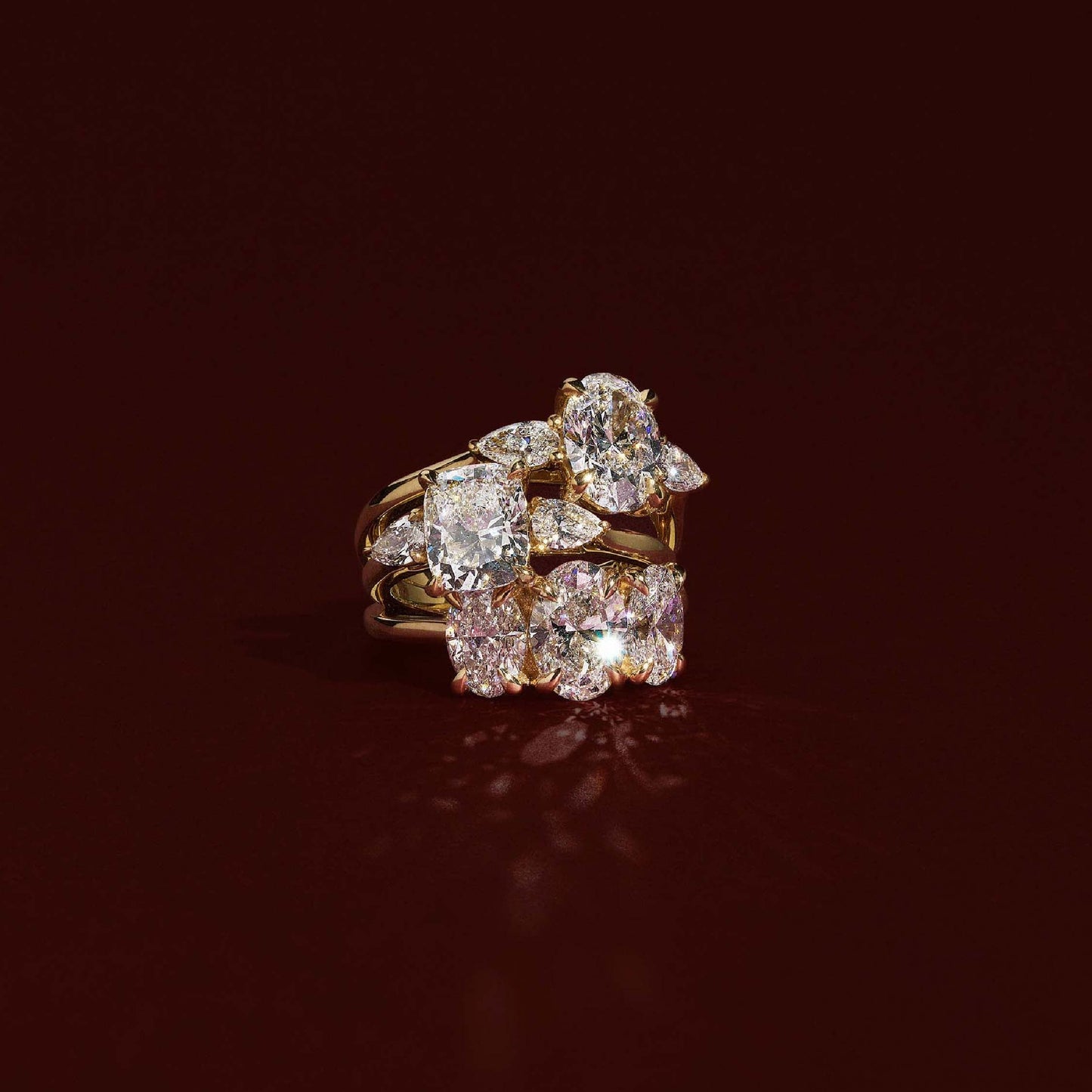 Marquise Cut Cluster Styled Lab Grown Diamond Engagement Ring