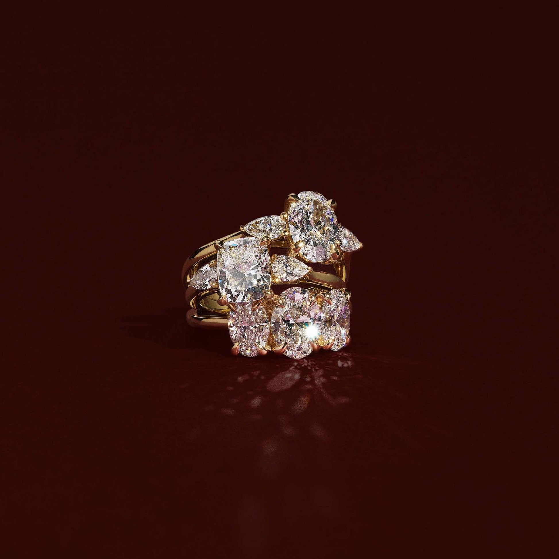 Marquise Cut Cluster Styled Lab Grown Diamond Engagement Ring