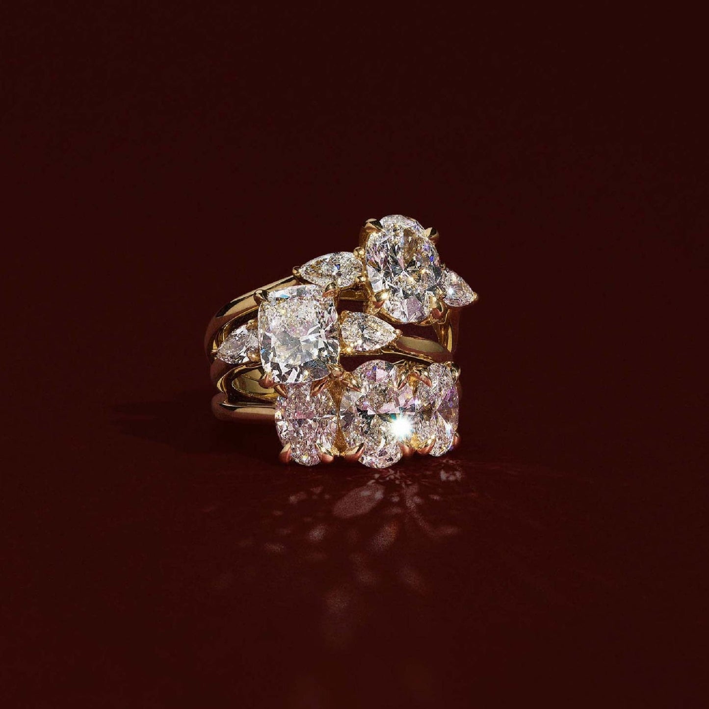 Marquise Cut Cluster Styled Lab Grown Diamond Engagement Ring