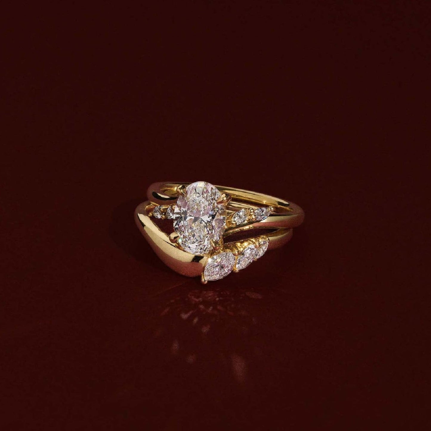 Marquise Cut Cluster Styled Lab Grown Diamond Engagement Ring