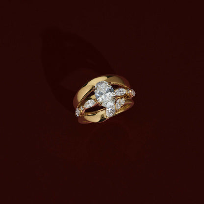 Marquise Cut Cluster Styled Lab Grown Diamond Engagement Ring