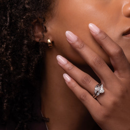 Marquise Cut Cluster Styled Lab Grown Diamond Engagement Ring