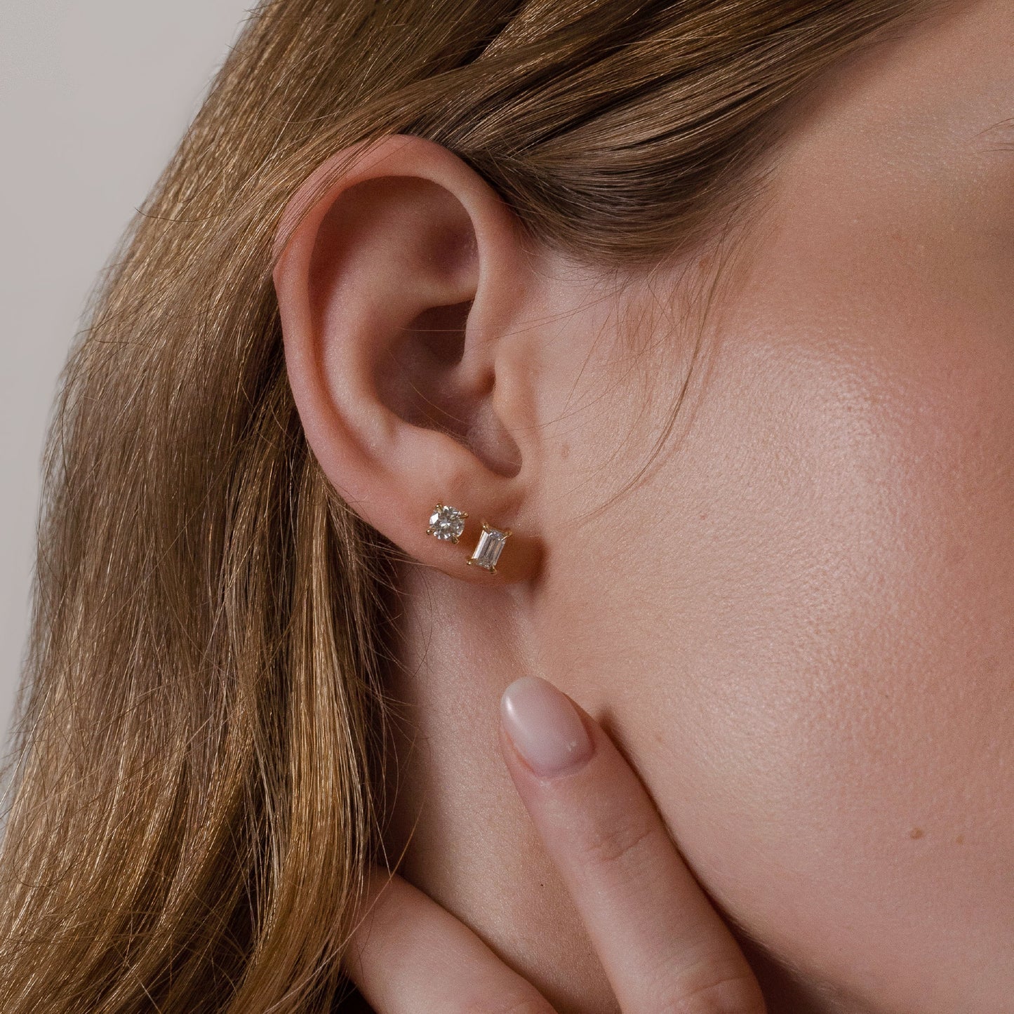 0.50 TCW Round Cut Lab Grown Diamond Stud Earrings in Gold