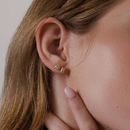 0.50 TCW Round Cut Lab Grown Diamond Stud Earrings in Gold