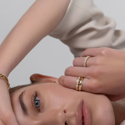 0.25 TCW Round Shaped Half Eternity Lab Grown Diamond Wedding Band