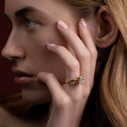 Marquise Cut Cluster Styled Lab Grown Diamond Engagement Ring