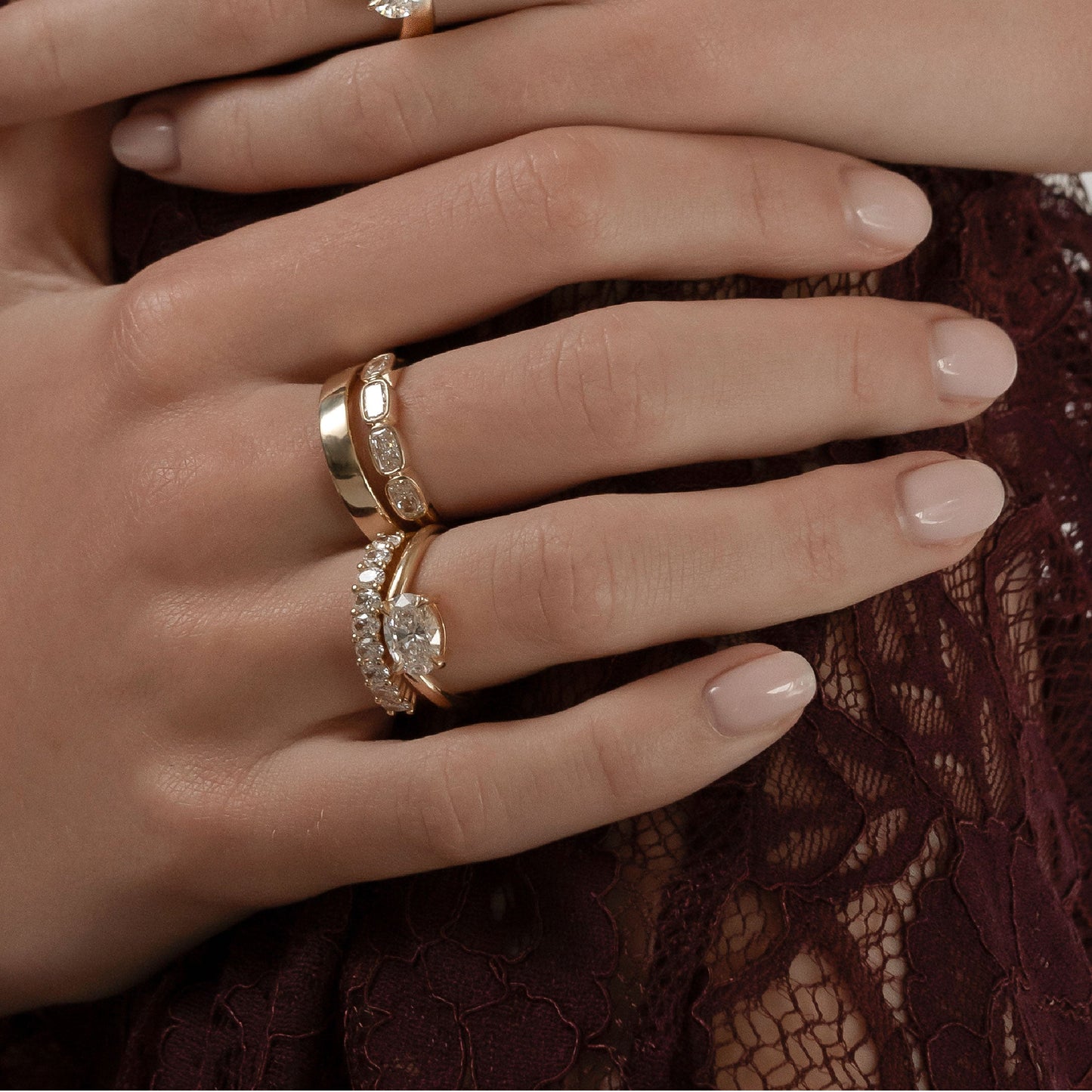 Marquise Cut Cluster Styled Lab Grown Diamond Engagement Ring