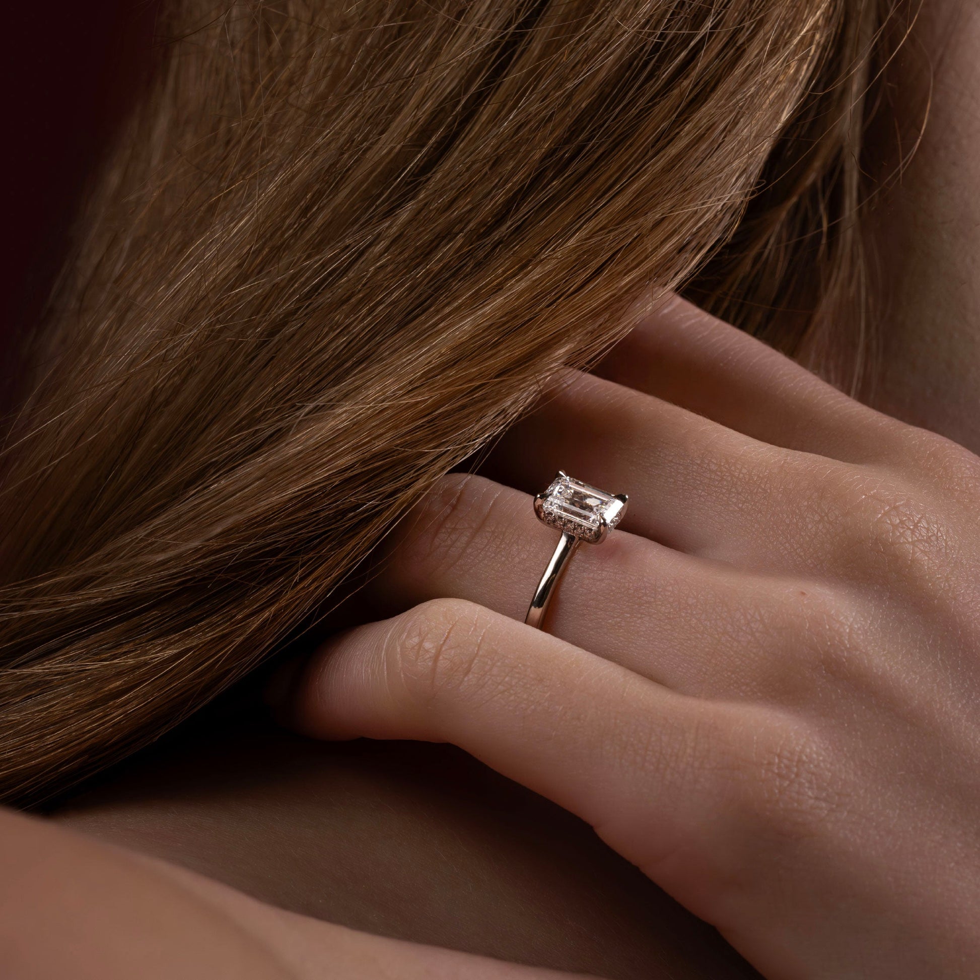 Marquise Cut Cluster Styled Lab Grown Diamond Engagement Ring