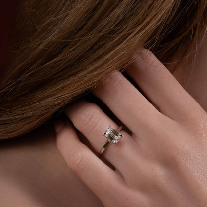 Marquise Cut Cluster Styled Lab Grown Diamond Engagement Ring