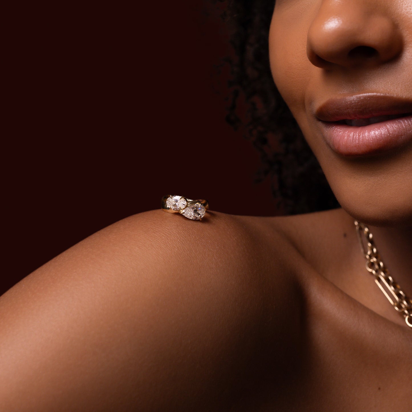 Marquise Cut Cluster Styled Lab Grown Diamond Engagement Ring