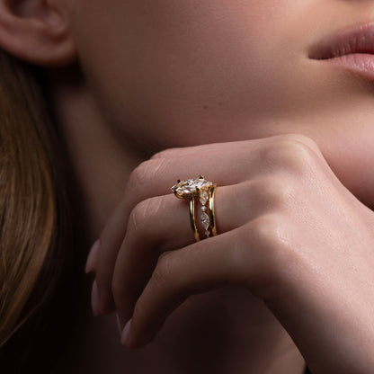 Marquise Cut Cluster Styled Lab Grown Diamond Engagement Ring