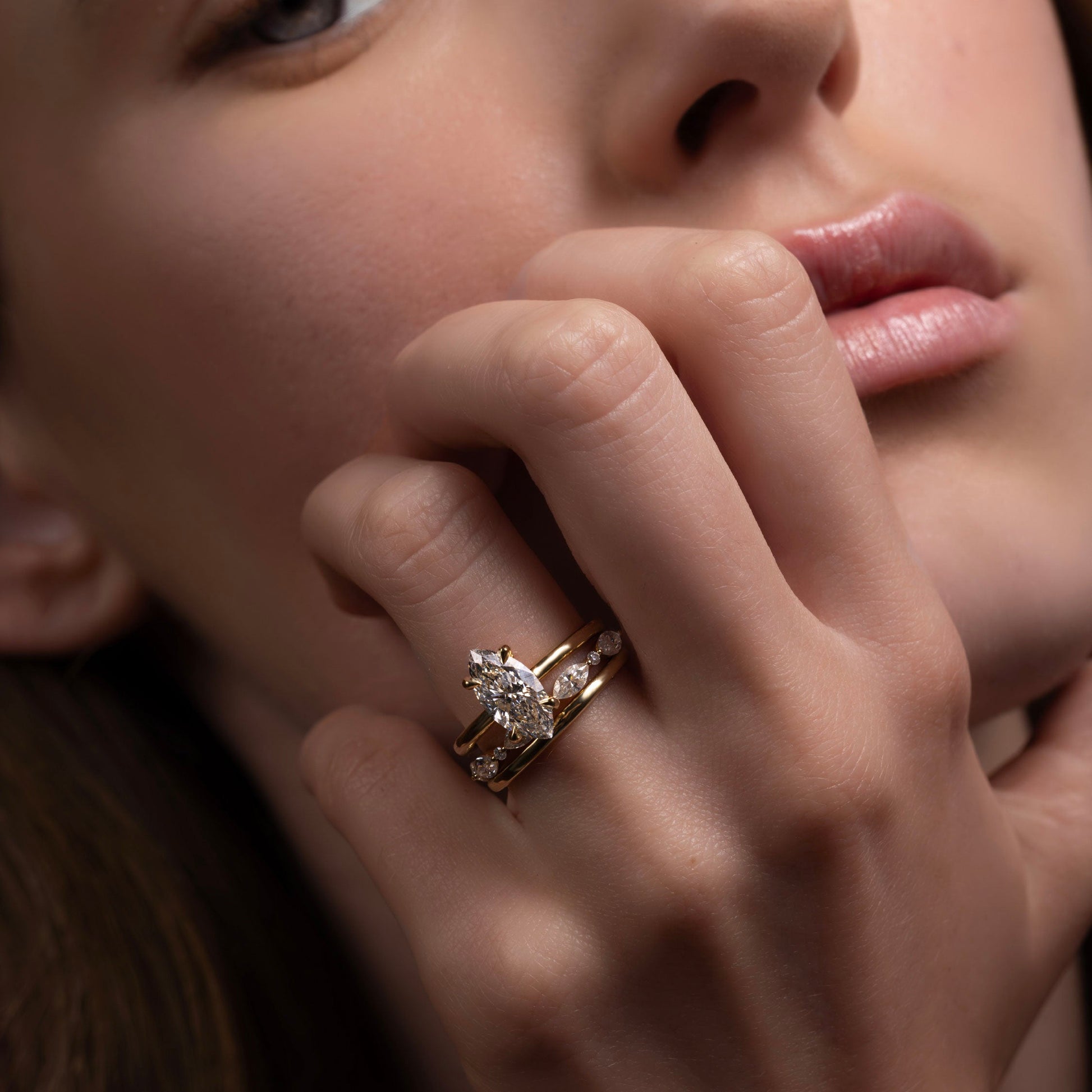 Marquise Cut Cluster Styled Lab Grown Diamond Engagement Ring