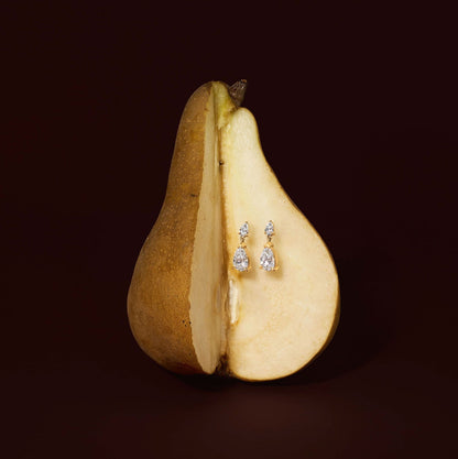 1.2 TCW Pear Cut Lab Grown Diamond Dangles Earrings in Gold