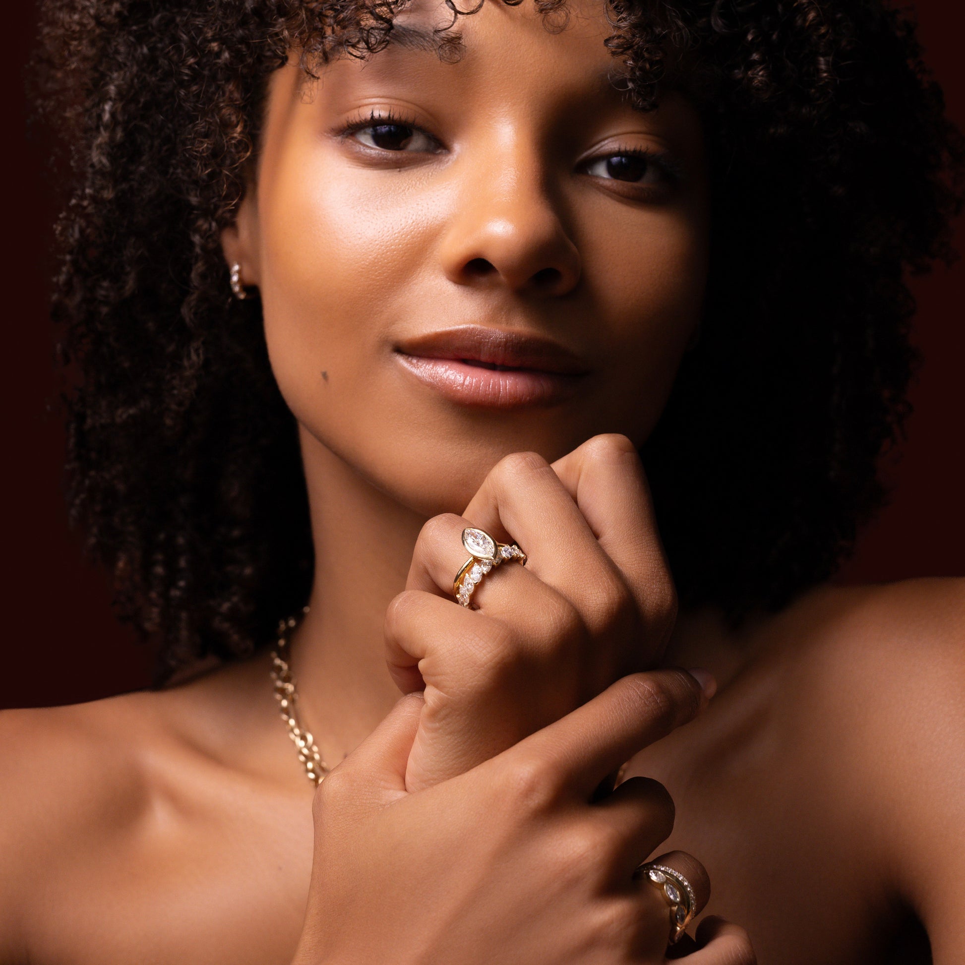 Marquise Cut Cluster Styled Lab Grown Diamond Engagement Ring