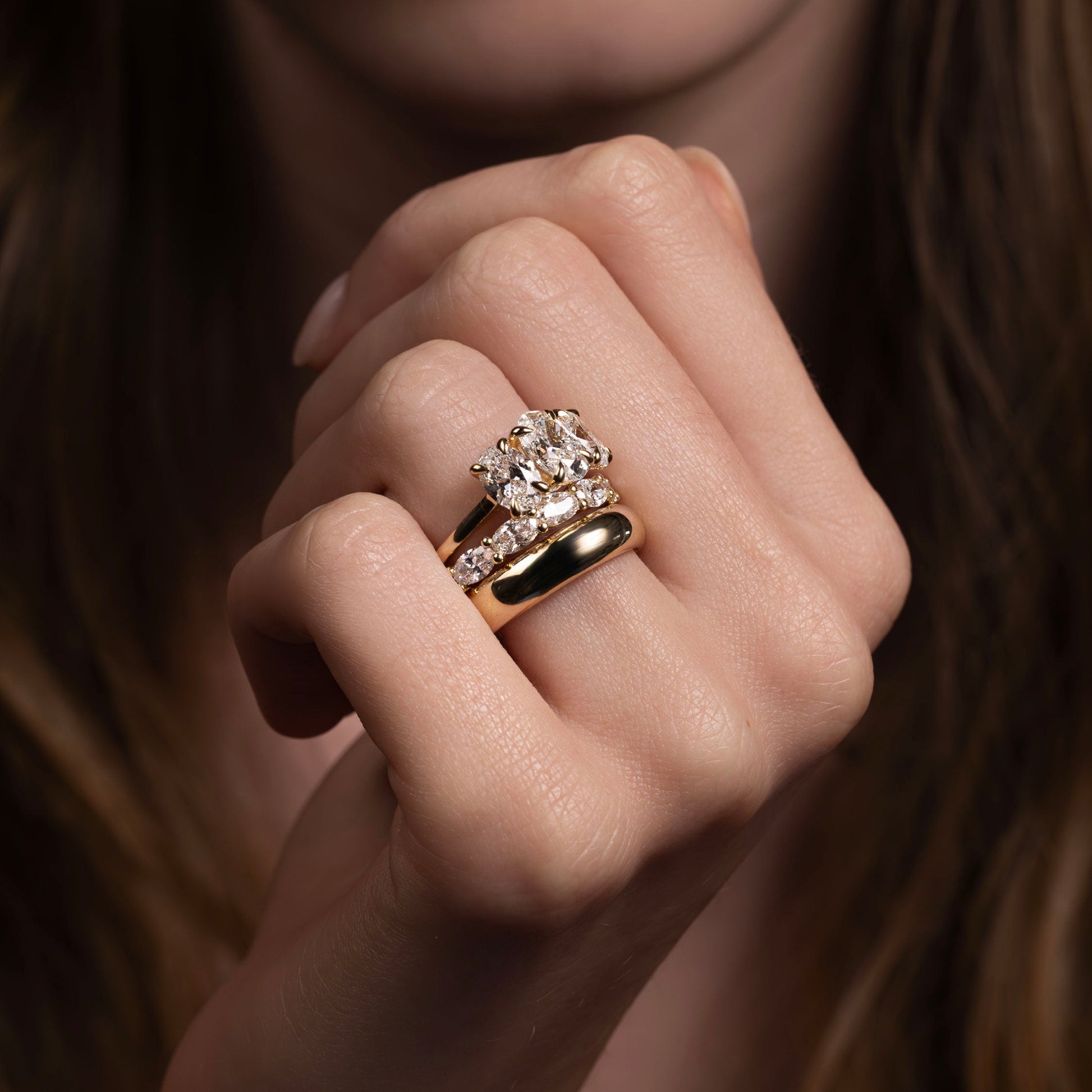 Marquise Cut Cluster Styled Lab Grown Diamond Engagement Ring