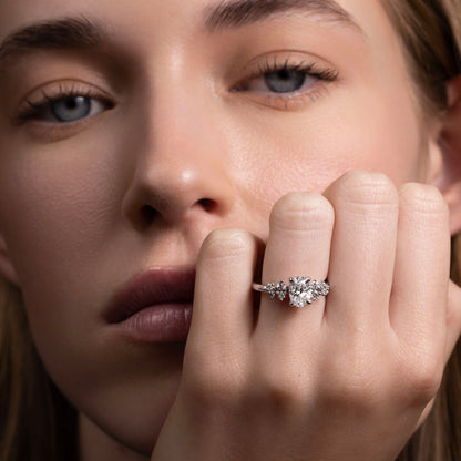 Marquise Cut Cluster Styled Lab Grown Diamond Engagement Ring