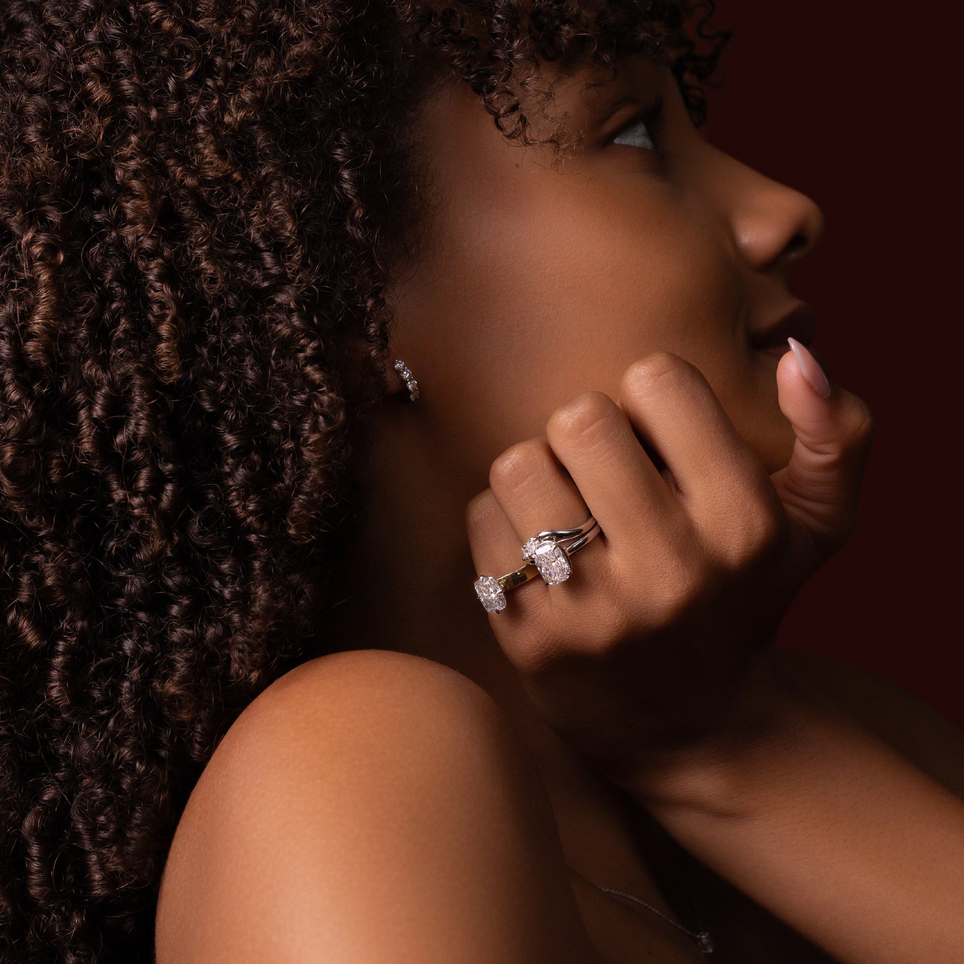 Marquise Cut Cluster Styled Lab Grown Diamond Engagement Ring