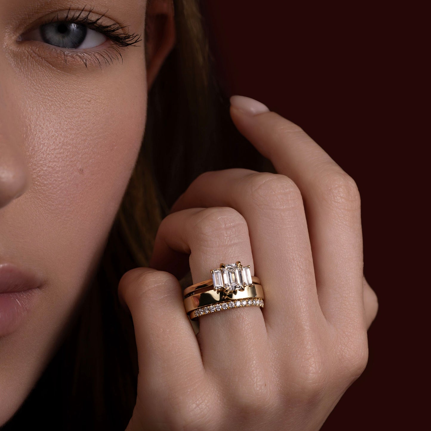 Marquise Cut Cluster Styled Lab Grown Diamond Engagement Ring