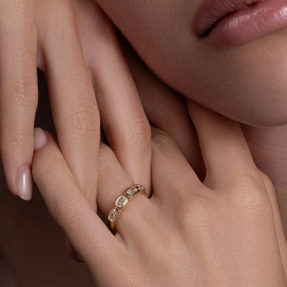 0.25 TCW Round Shaped Half Eternity Lab Grown Diamond Wedding Band