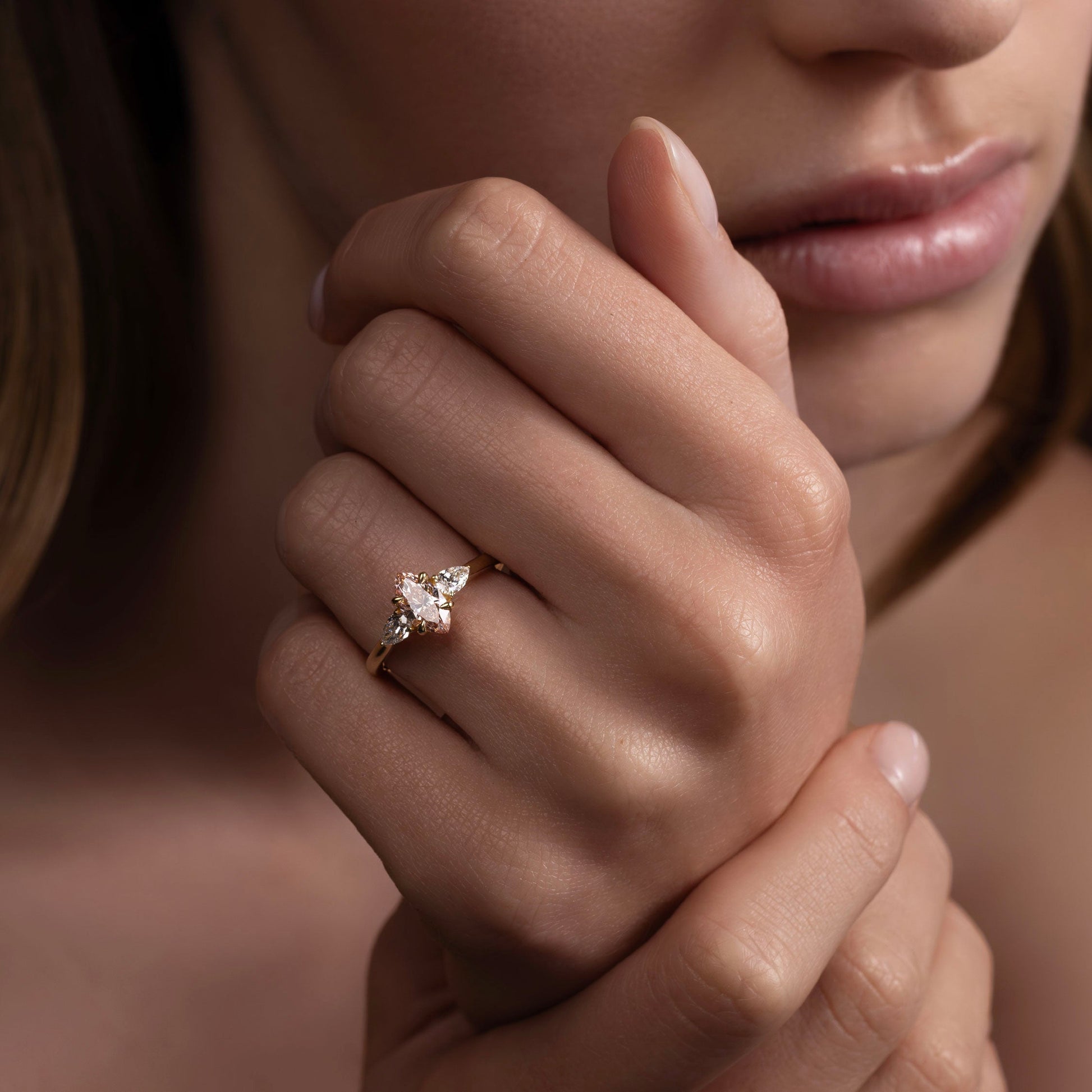 Marquise Cut Cluster Styled Lab Grown Diamond Engagement Ring