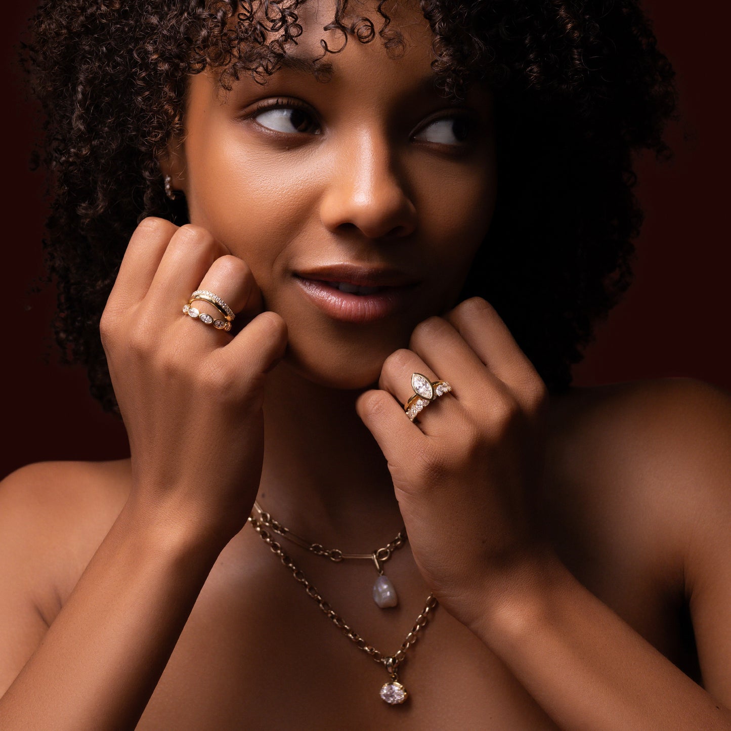 Marquise Cut Cluster Styled Lab Grown Diamond Engagement Ring