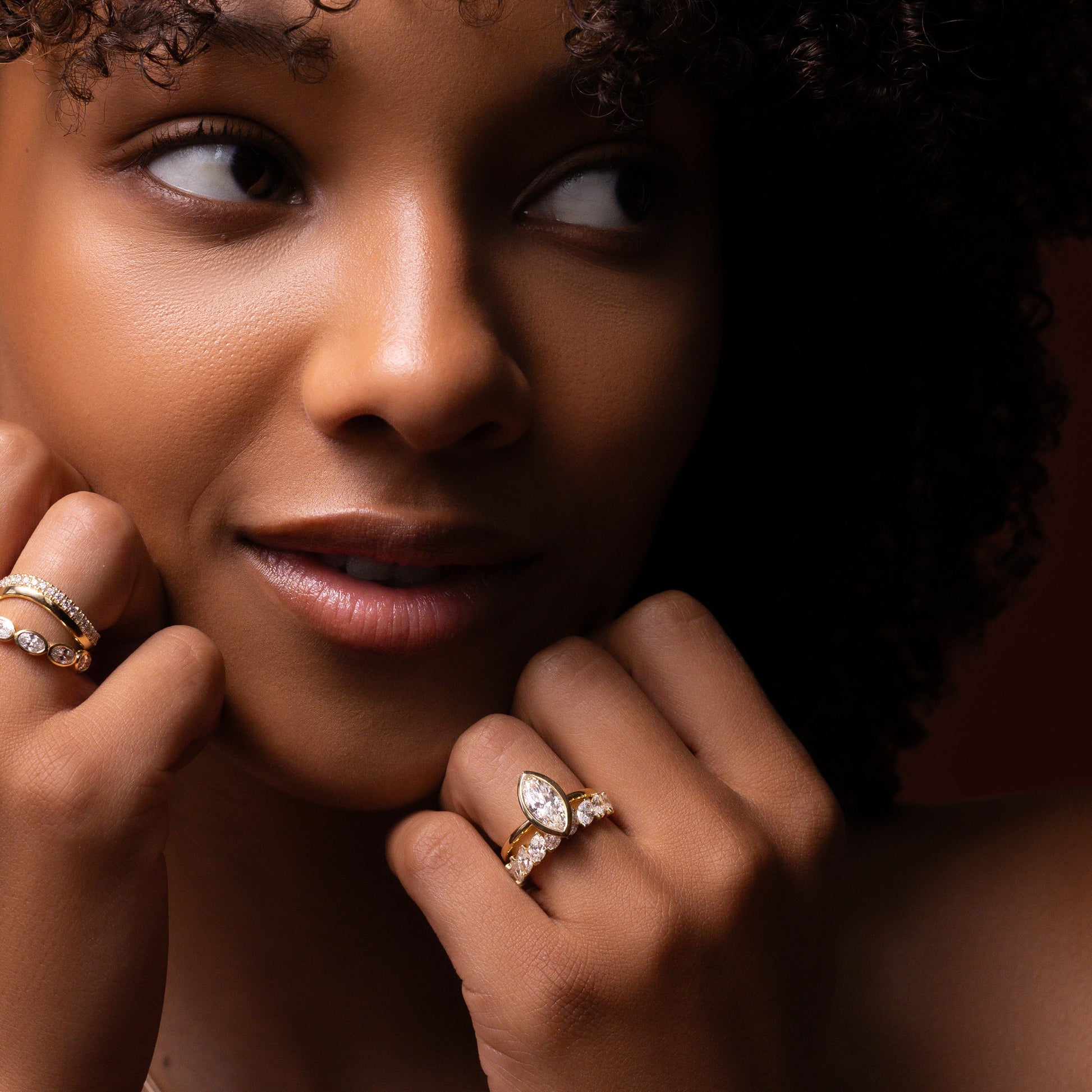 Marquise Cut Cluster Styled Lab Grown Diamond Engagement Ring