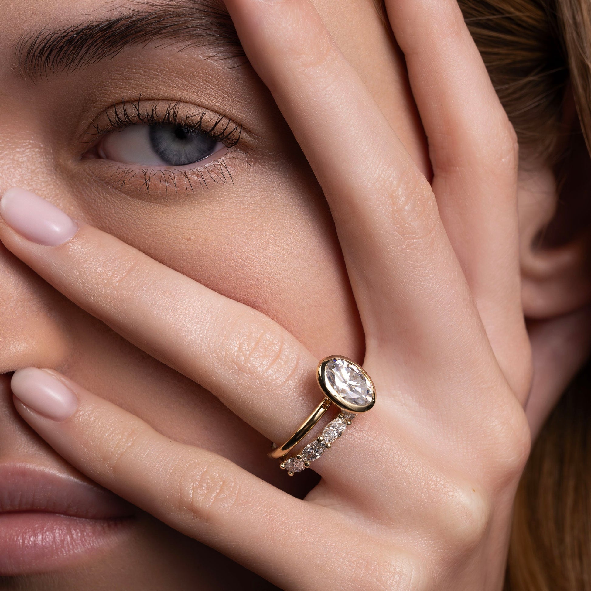 Marquise Cut Cluster Styled Lab Grown Diamond Engagement Ring