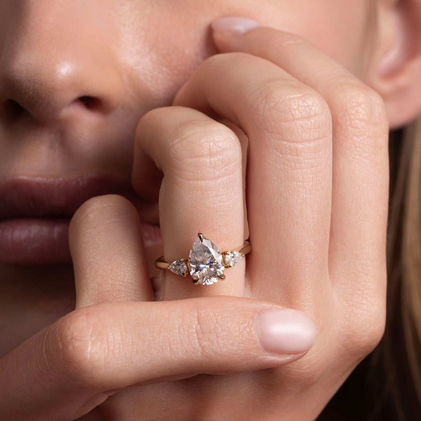 Marquise Cut Cluster Styled Lab Grown Diamond Engagement Ring