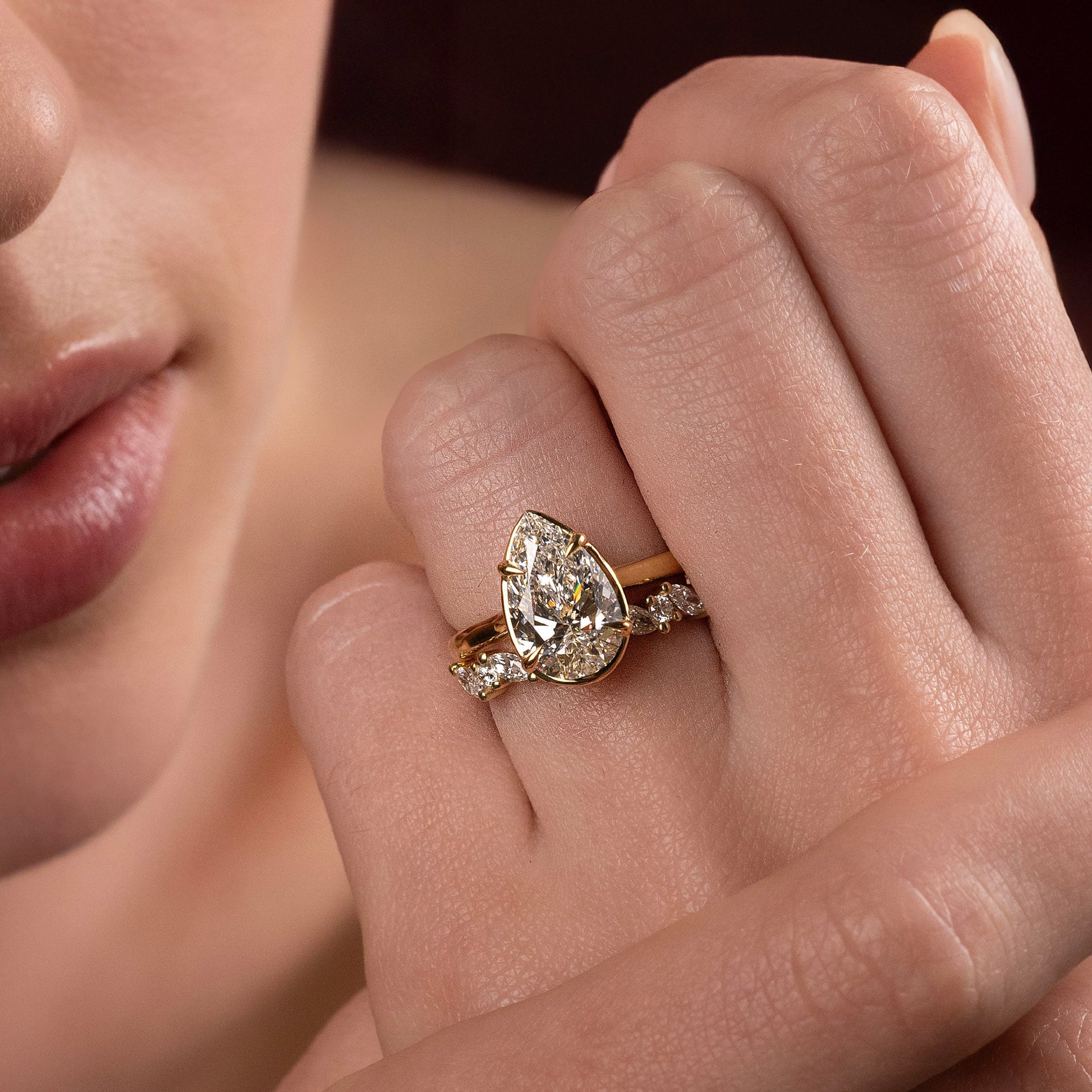 Marquise Cut Cluster Styled Lab Grown Diamond Engagement Ring