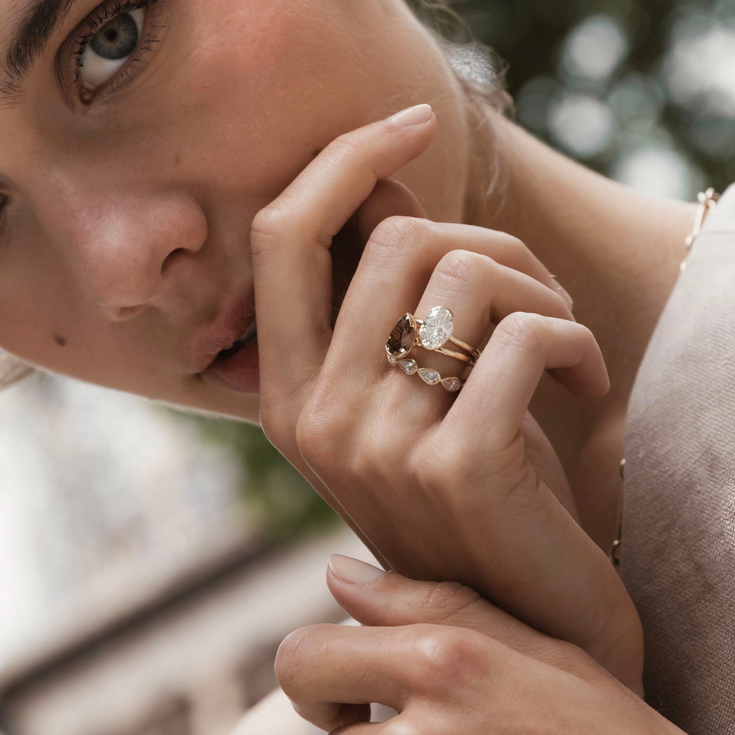 Marquise Cut Cluster Styled Lab Grown Diamond Engagement Ring