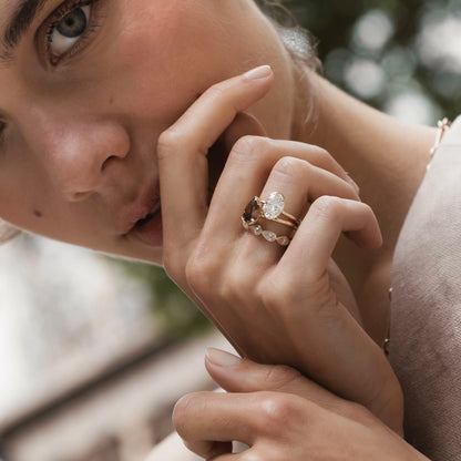 Marquise Cut Cluster Styled Lab Grown Diamond Engagement Ring