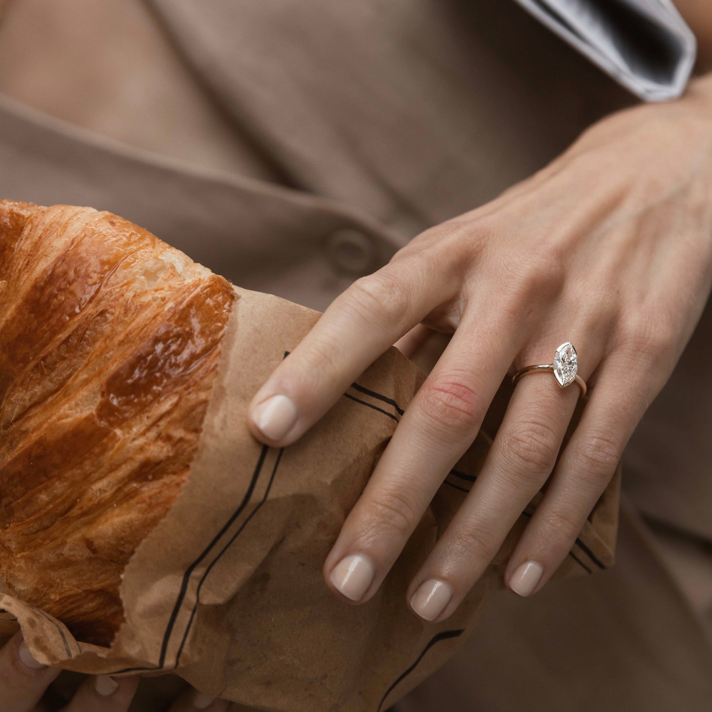 Marquise Cut Cluster Styled Lab Grown Diamond Engagement Ring