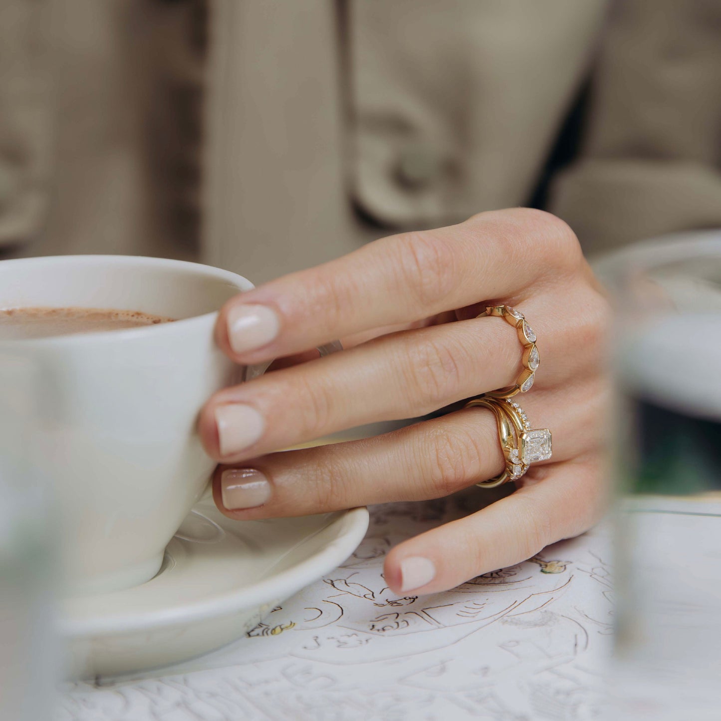 Marquise Cut Cluster Styled Lab Grown Diamond Engagement Ring