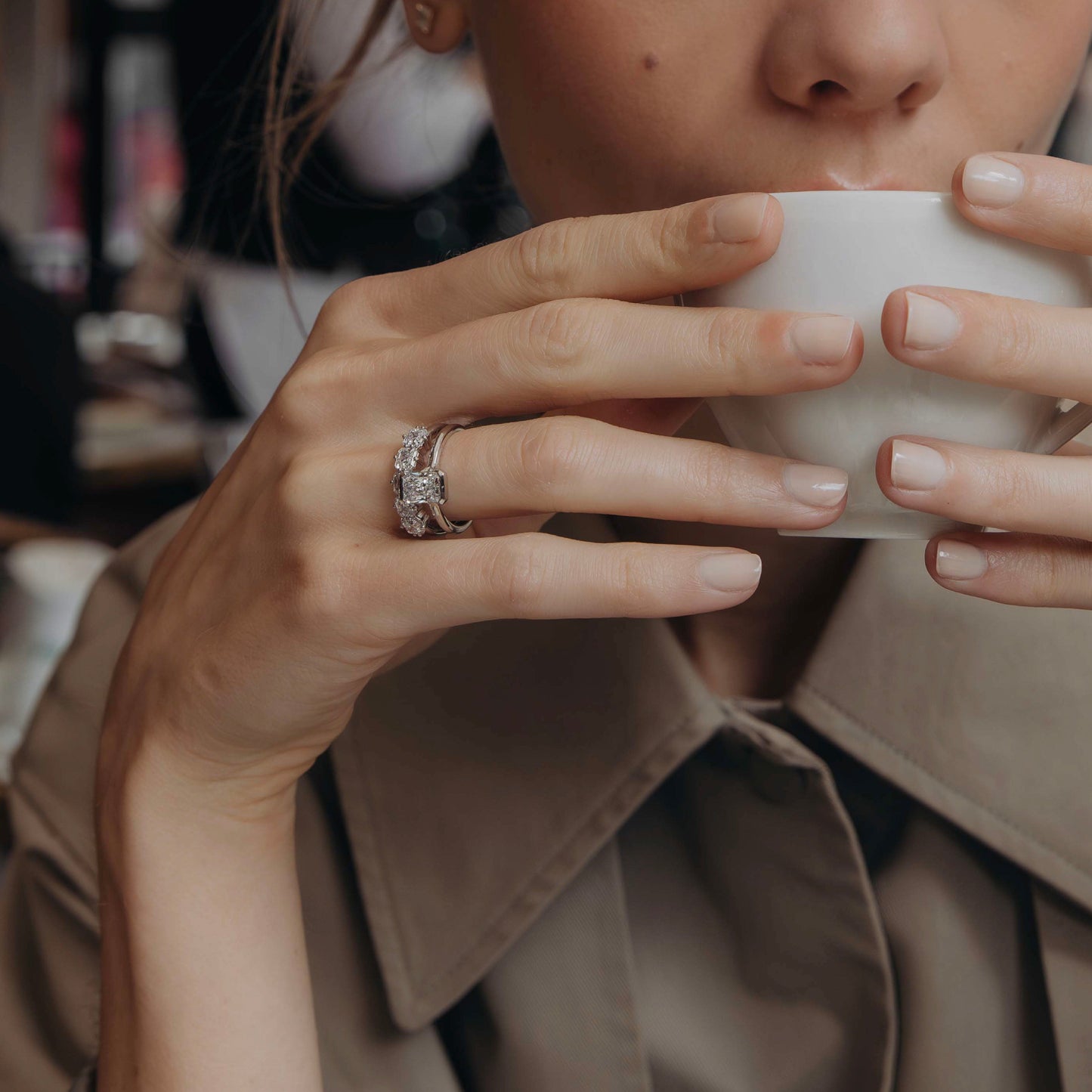 Marquise Cut Cluster Styled Lab Grown Diamond Engagement Ring