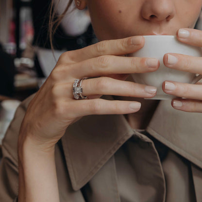 Marquise Cut Cluster Styled Lab Grown Diamond Engagement Ring