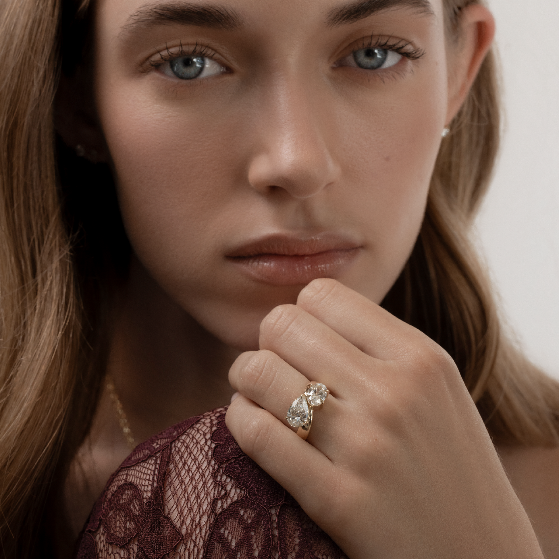 Marquise Cut Cluster Styled Lab Grown Diamond Engagement Ring