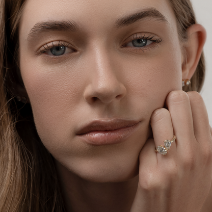 Marquise Cut Cluster Styled Lab Grown Diamond Engagement Ring