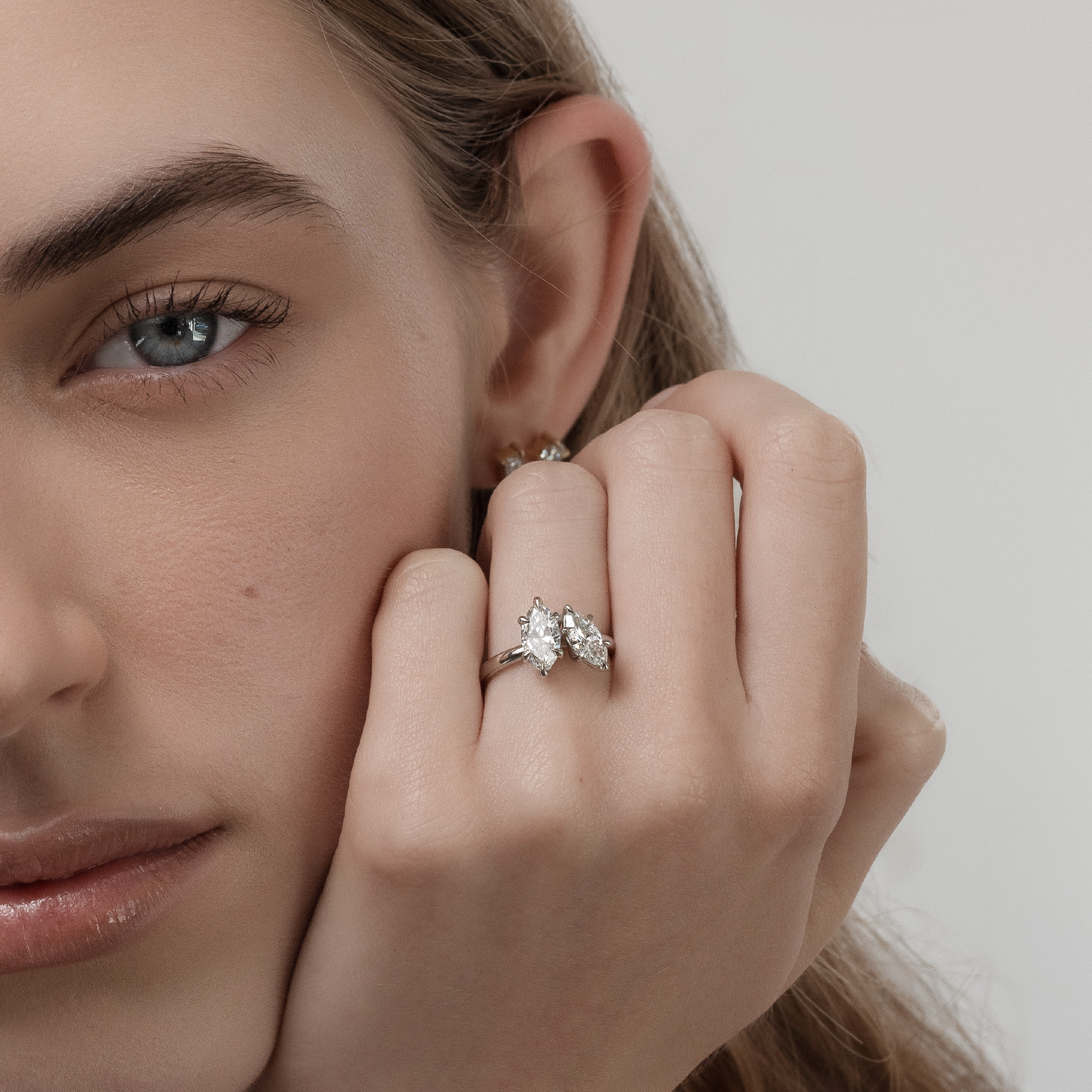 Marquise Cut Cluster Styled Lab Grown Diamond Engagement Ring