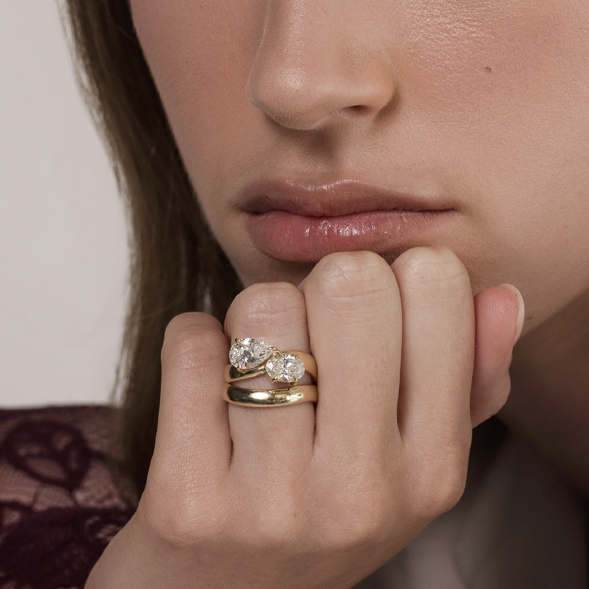 Marquise Cut Cluster Styled Lab Grown Diamond Engagement Ring