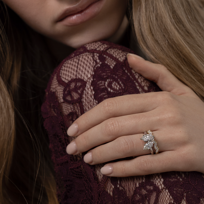 Marquise Cut Cluster Styled Lab Grown Diamond Engagement Ring