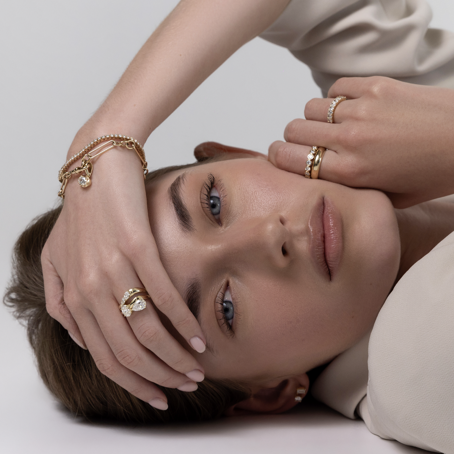 Marquise Cut Cluster Styled Lab Grown Diamond Engagement Ring