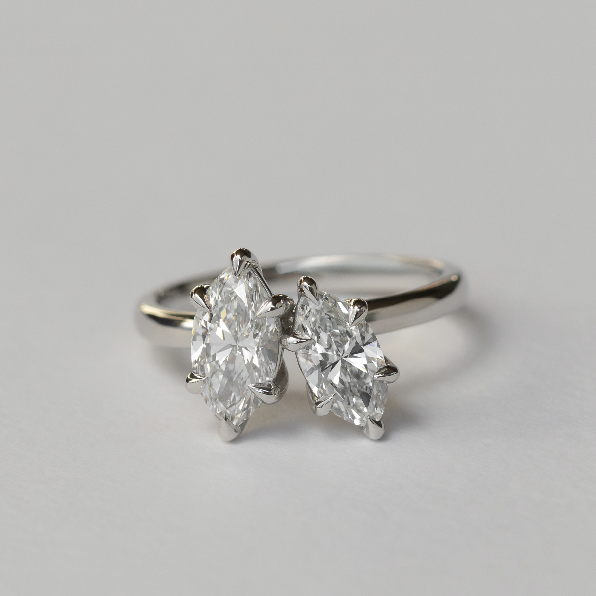 Marquise Cut Cluster Styled Lab Grown Diamond Engagement Ring