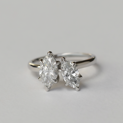 Marquise Cut Cluster Styled Lab Grown Diamond Engagement Ring