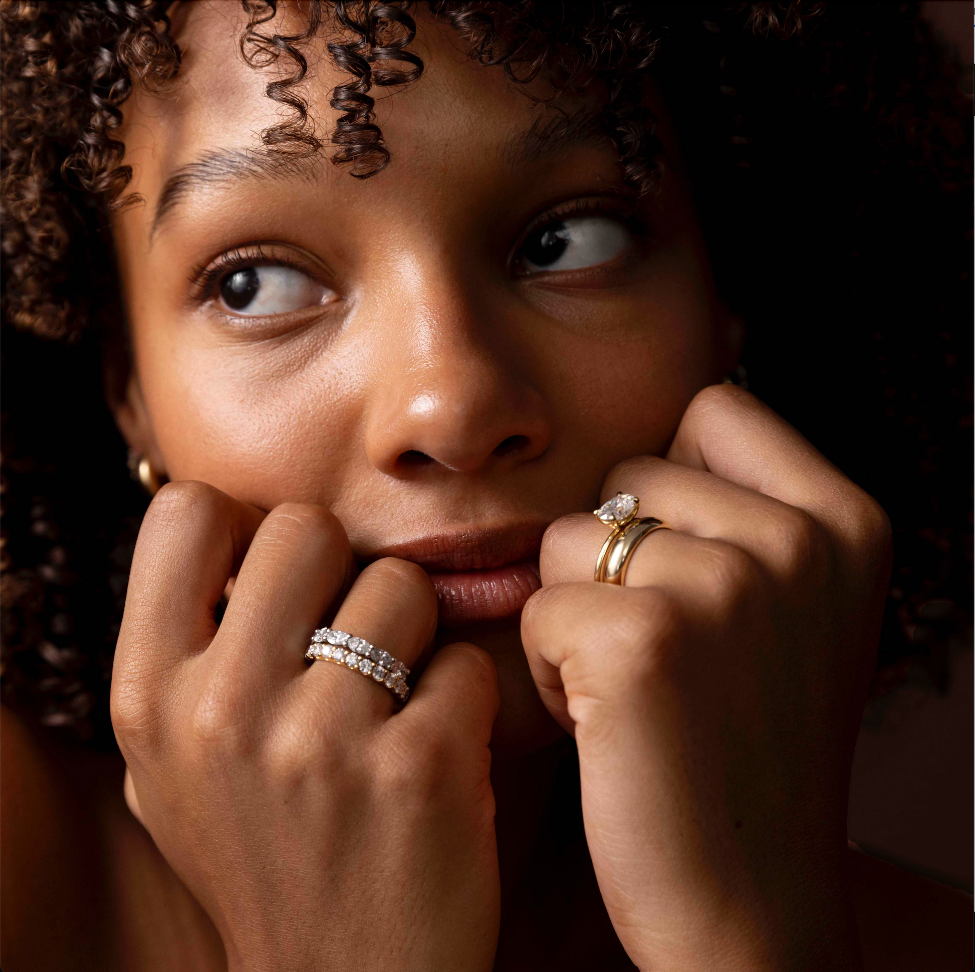 Marquise Cut Cluster Styled Lab Grown Diamond Engagement Ring