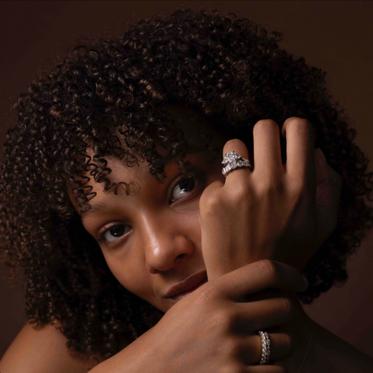 Marquise Cut Cluster Styled Lab Grown Diamond Engagement Ring