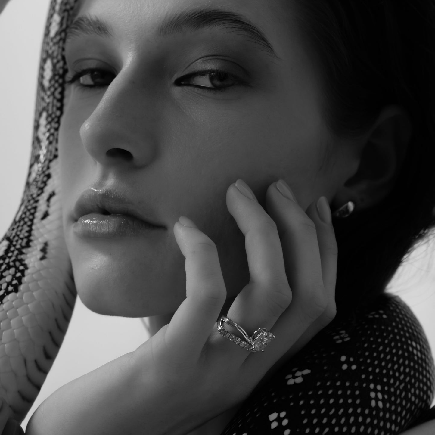 Marquise Cut Cluster Styled Lab Grown Diamond Engagement Ring